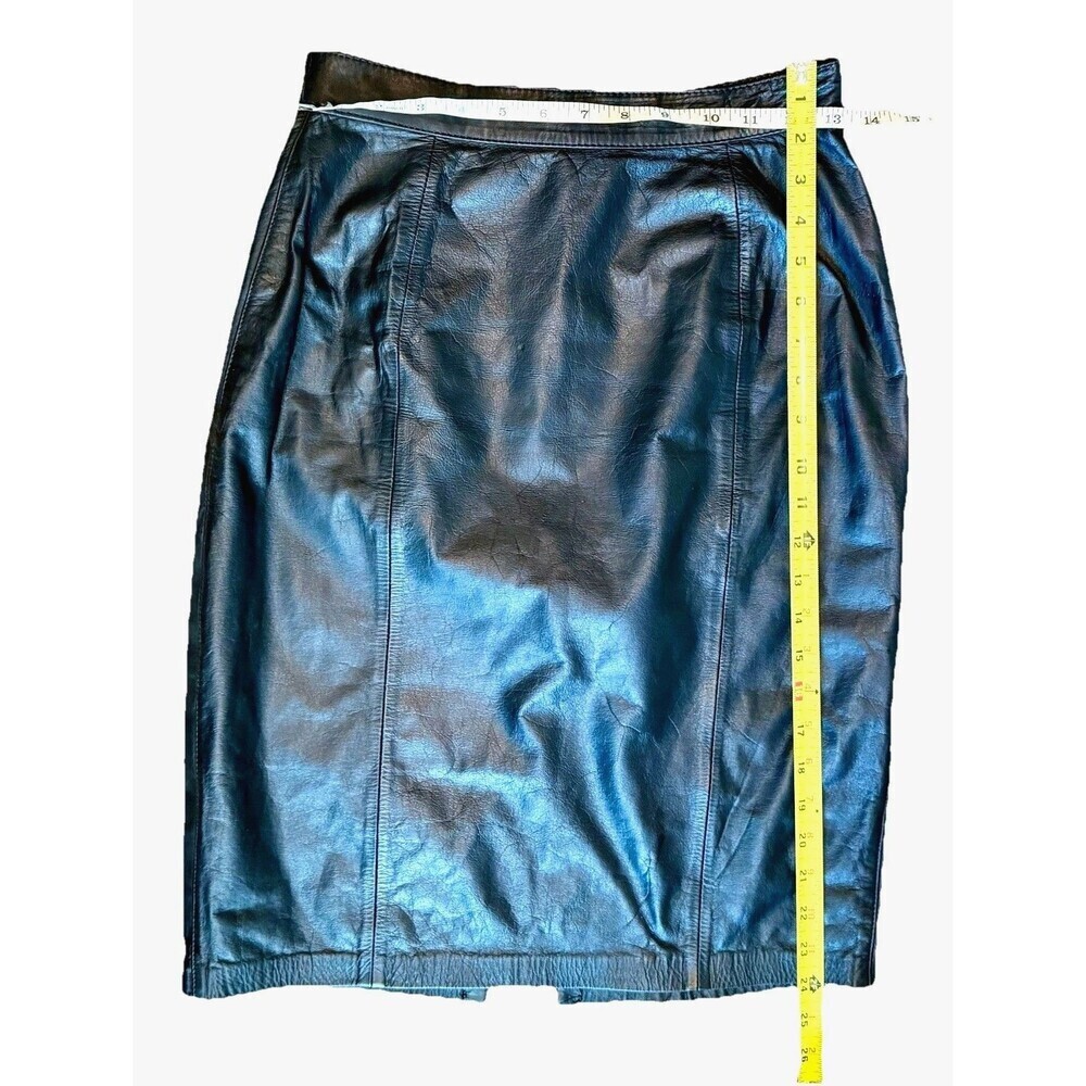 Winlit Women’s Vintage Black Genuine Leather Pencil Skirt Straight Size 9/10 - Picture 6 of 6